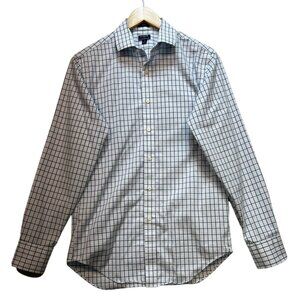 J.Crew Mens Flex Button Up Shirt Small Blue Wrinkle-Free Slim Fit Checkered